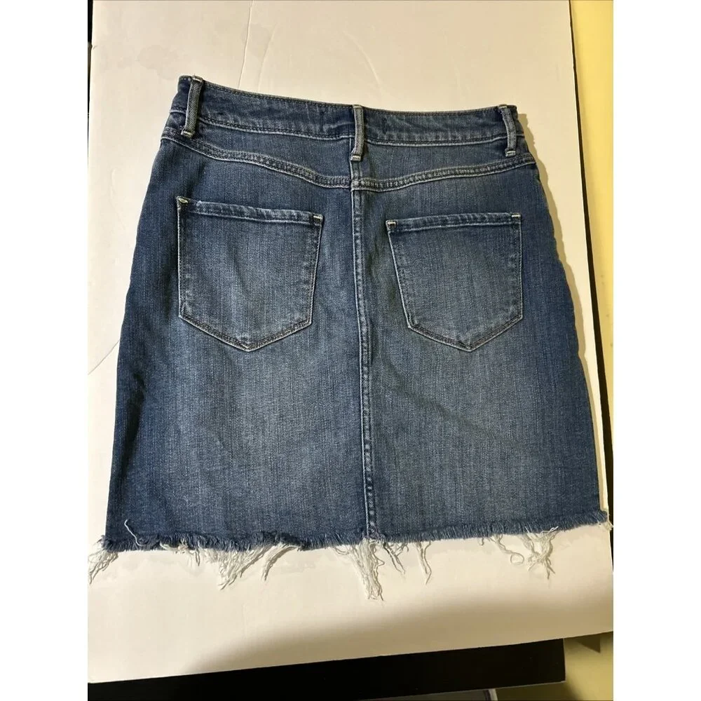 Abercrombie & Fitch Denim Snap Natural Rise A-line Frayed Mini Skirt size 4 27 - Picture 7 of 9